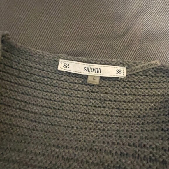 SIONI Women's Cardigan Oversized Gray Ribbed Cozy Sweater Size Large - Picture 7 of 9